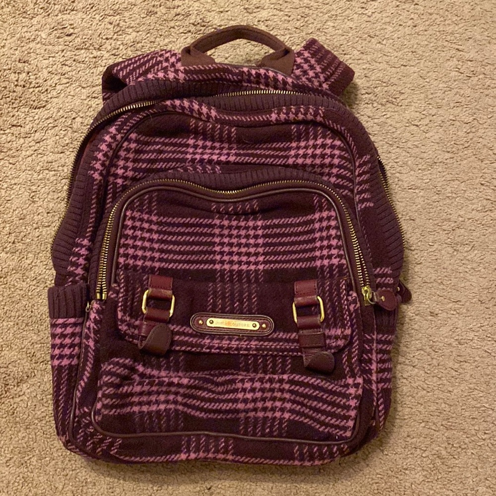 Juicy Couture Wool Blend Backpack purple w/ Gold Tone accents